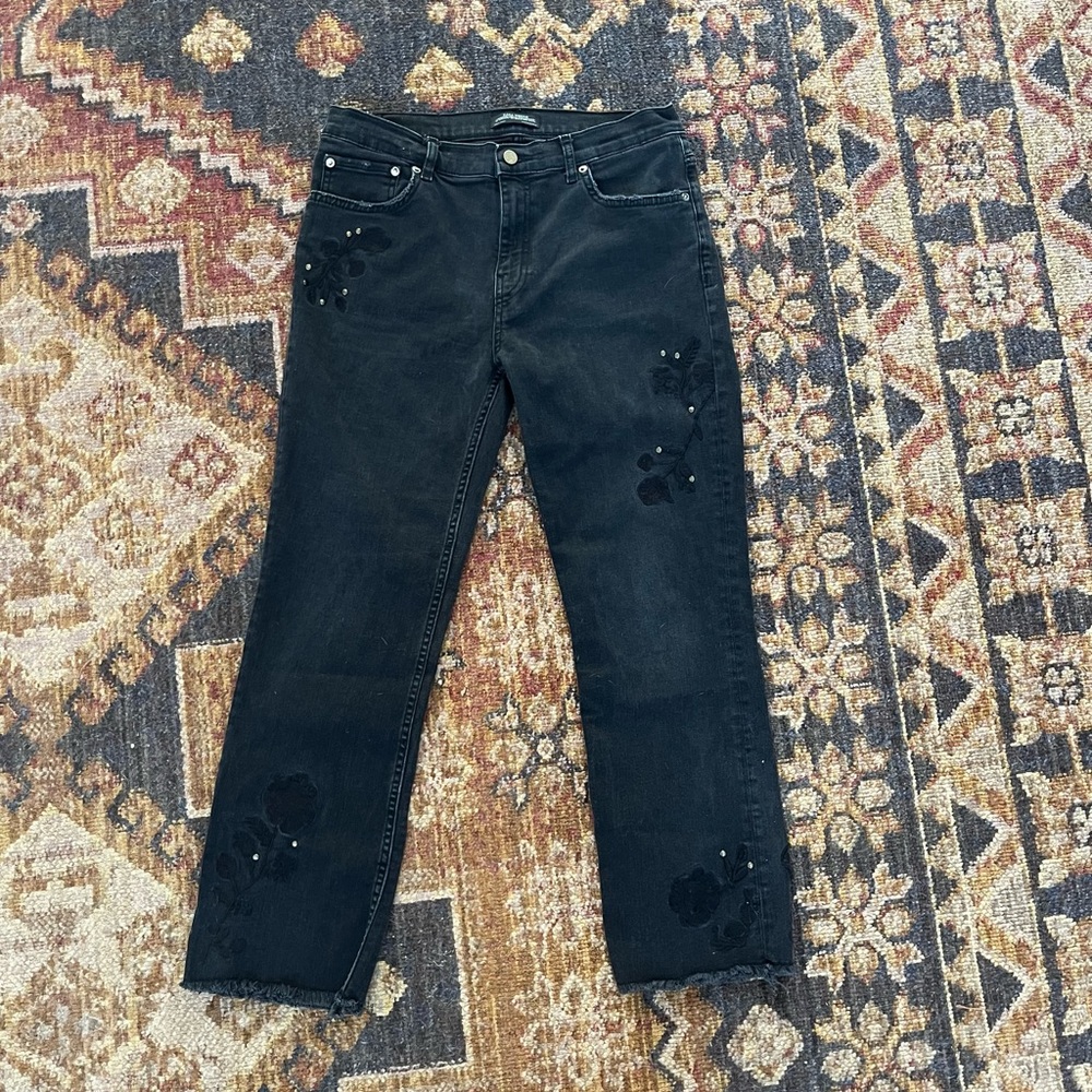 Zara Embroidered Denim size 8